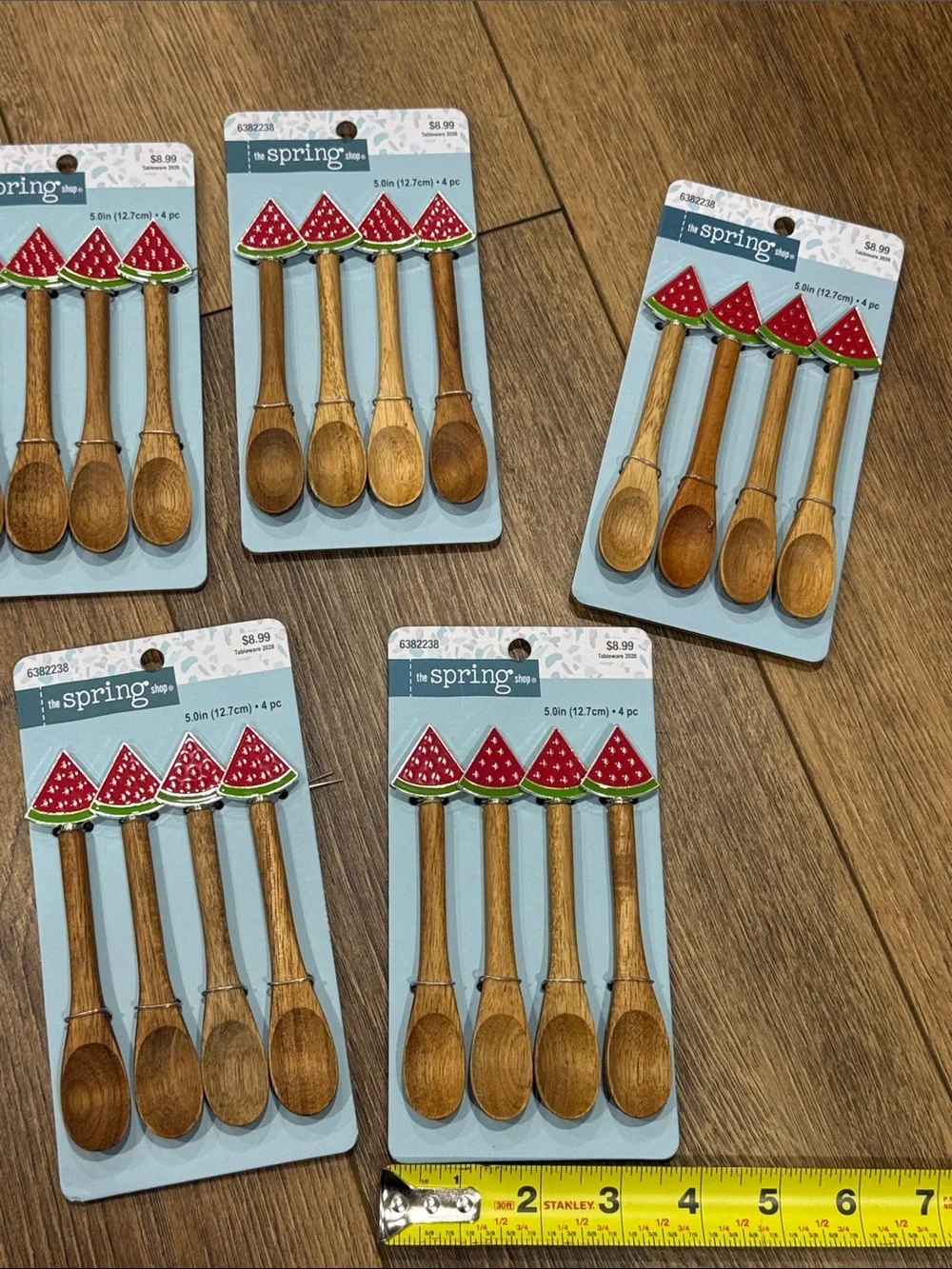 Spring Collection Wooden Kids' Spoon Set with Watermelon Decor - Natural Wood